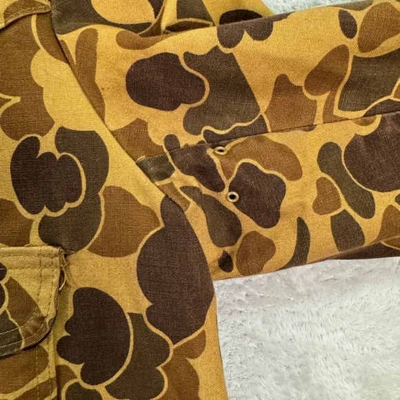 VINTAGE Sears Field Tested‎ Camo Duck Hunting Jacket Corduroy Collar Mens Large - Picture 8 of 14